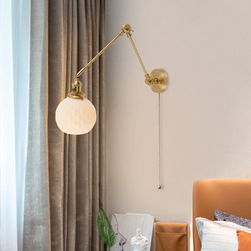 Japanese Glass Ceramic Brass 1-Light Wall Sconce Lamp