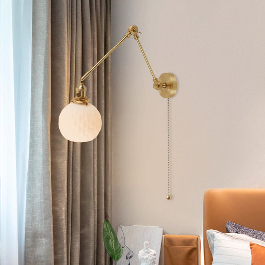 Japanese Glass Ceramic Brass 1-Light Wall Sconce Lamp