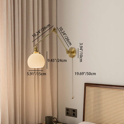 Japanese Glass Ceramic Brass 1-Light Wall Sconce Lamp