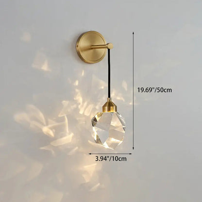 Irregular Diamond Round Crystal Copper LED Wall Sconce Lamp
