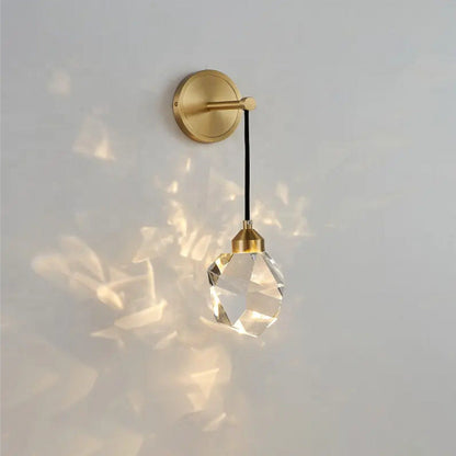 Irregular Diamond Round Crystal Copper LED Wall Sconce Lamp