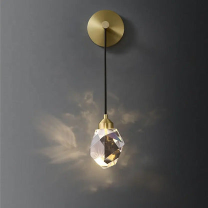 Irregular Diamond Round Crystal Copper LED Wall Sconce Lamp