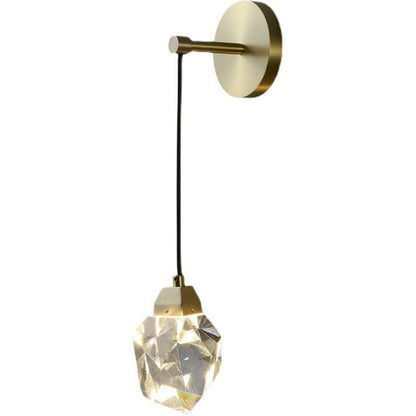 Irregular Diamond Round Crystal Copper LED Wall Sconce Lamp