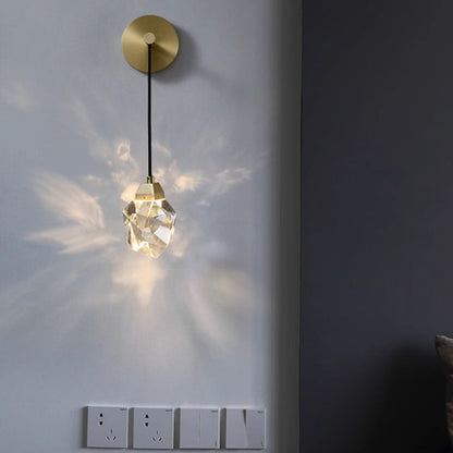 Irregular Diamond Round Crystal Copper LED Wall Sconce Lamp