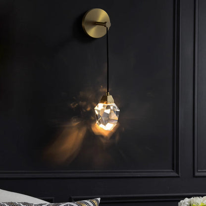 Irregular Diamond Round Crystal Copper LED Wall Sconce Lamp
