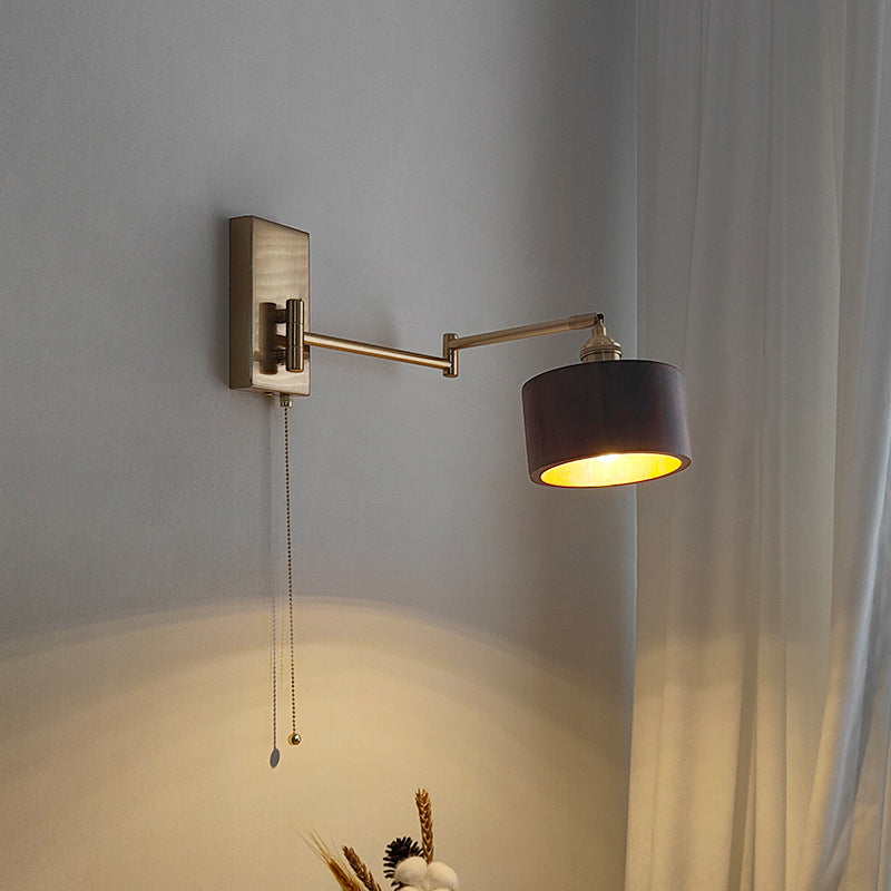 Scandinavian Rotatable Wood Metal 1-Light Wall Sconce Lamp