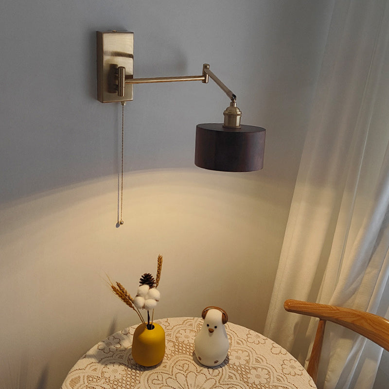 Scandinavian Rotatable Wood Metal 1-Light Wall Sconce Lamp