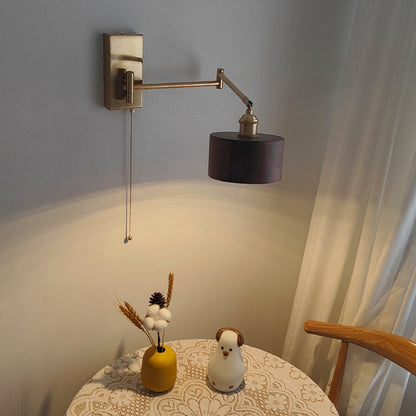 Scandinavian Rotatable Wood Metal 1-Light Wall Sconce Lamp