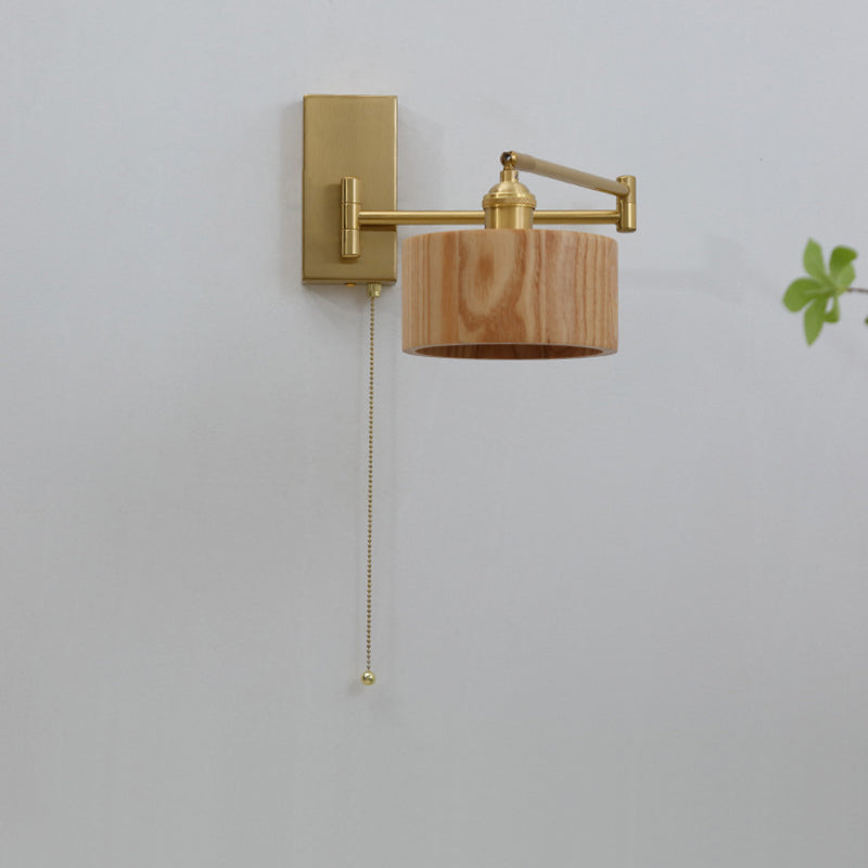 Scandinavian Rotatable Wood Metal 1-Light Wall Sconce Lamp