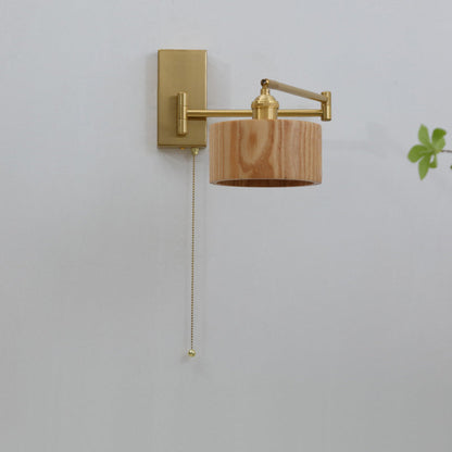 Scandinavian Rotatable Wood Metal 1-Light Wall Sconce Lamp