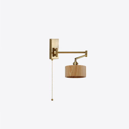 Scandinavian Rotatable Wood Metal 1-Light Wall Sconce Lamp
