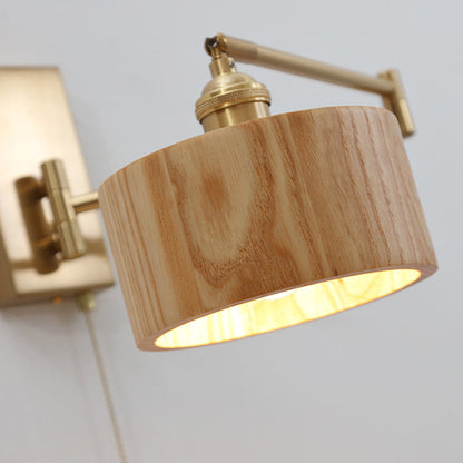 Scandinavian Rotatable Wood Metal 1-Light Wall Sconce Lamp