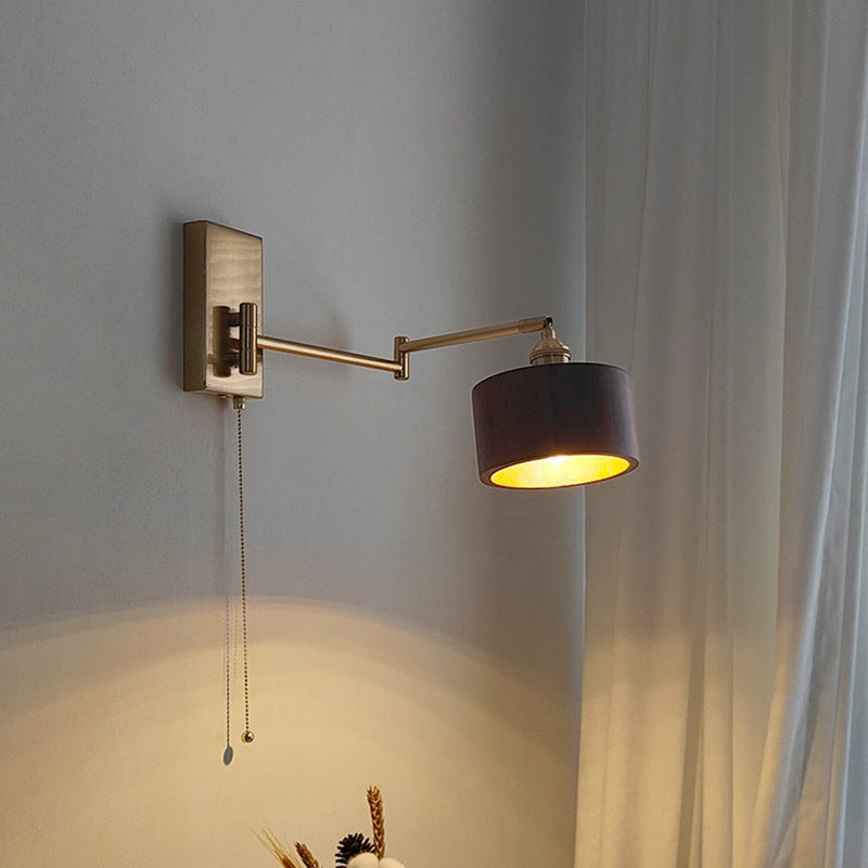 Scandinavian Rotatable Wood Metal 1-Light Wall Sconce Lamp