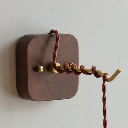 Japanese Bowl Cone Wood Brass 1-Light Wall Sconce Lamp