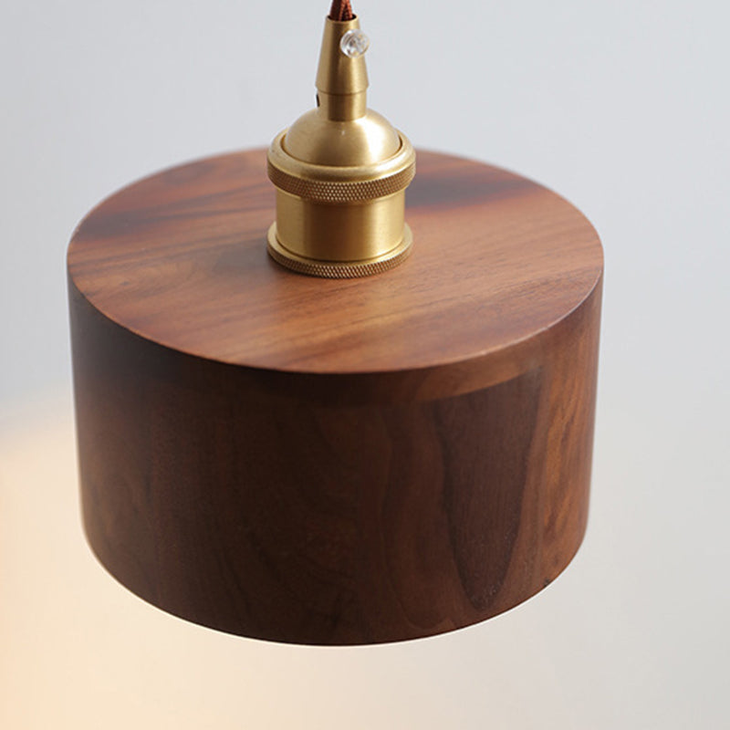 Japanese Bowl Cone Wood Brass 1-Light Wall Sconce Lamp