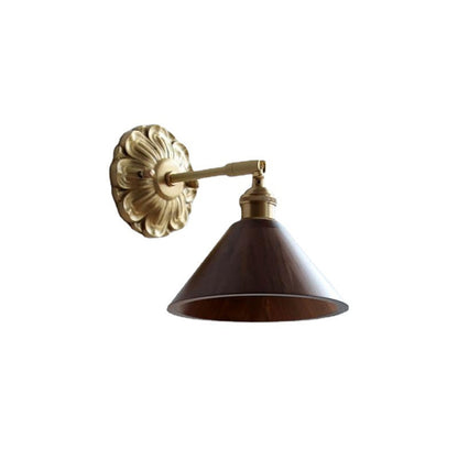 Adjustable Base Plate Wood Brass 1-Light Wall Sconce Lamp
