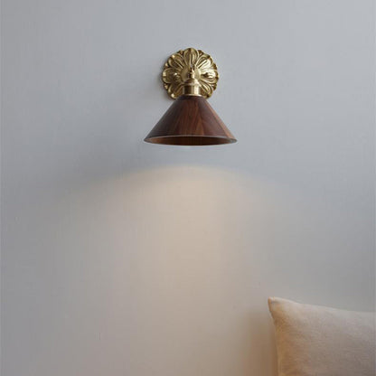 Adjustable Base Plate Wood Brass 1-Light Wall Sconce Lamp