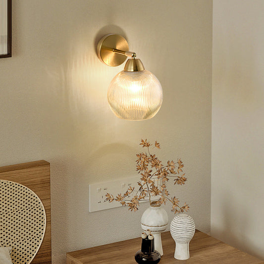 Scandinavian Round Glass Hardware 1-Light Wall Sconce Lamp