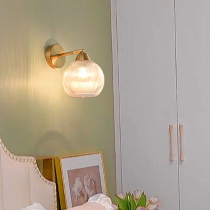 Scandinavian Round Glass Hardware 1-Light Wall Sconce Lamp