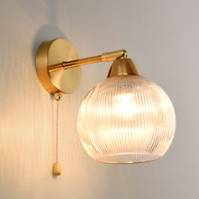 Scandinavian Round Glass Hardware 1-Light Wall Sconce Lamp