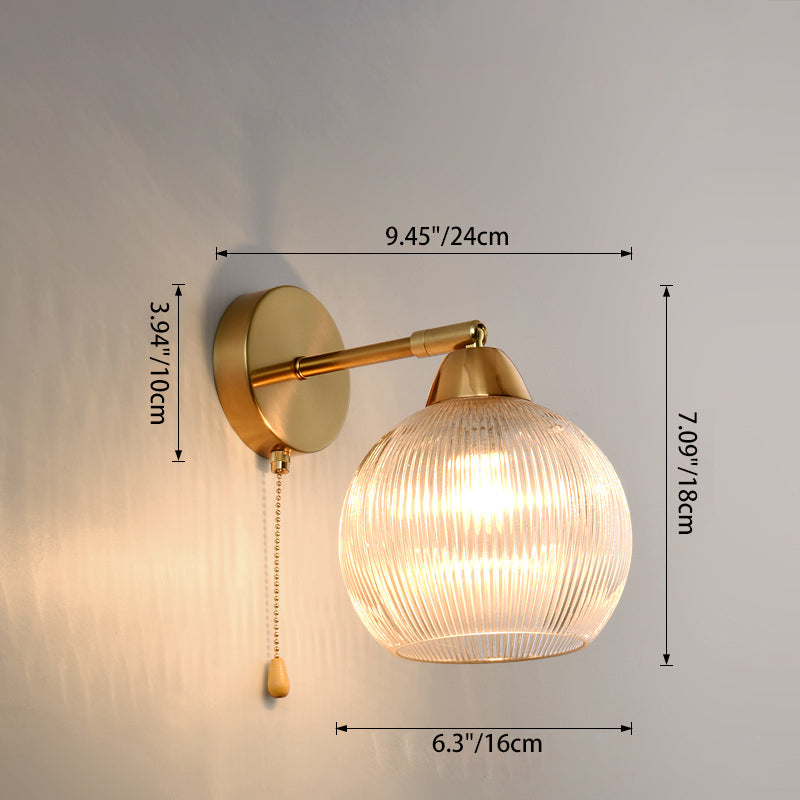 Scandinavian Round Glass Hardware 1-Light Wall Sconce Lamp