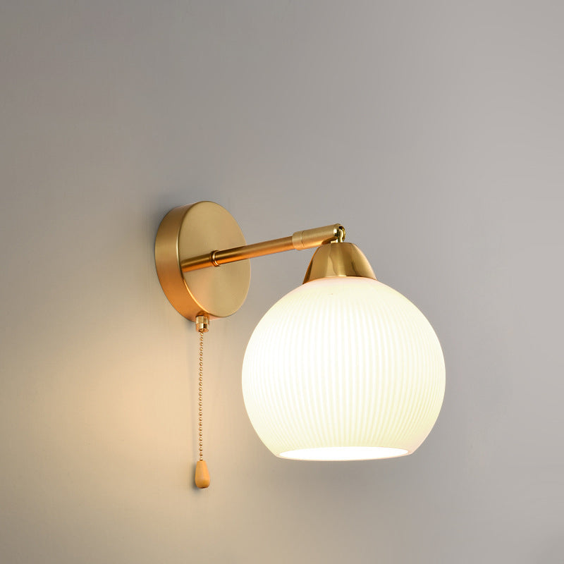 Scandinavian Round Glass Hardware 1-Light Wall Sconce Lamp
