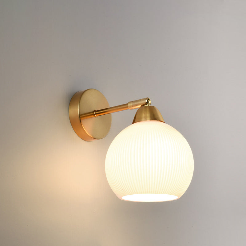 Scandinavian Round Glass Hardware 1-Light Wall Sconce Lamp
