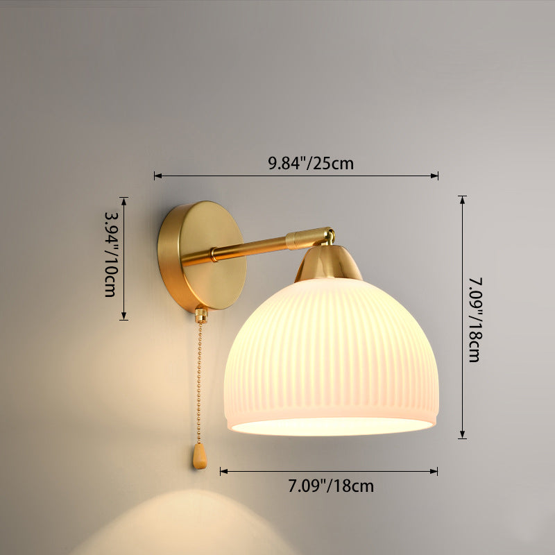 Scandinavian Round Glass Hardware 1-Light Wall Sconce Lamp