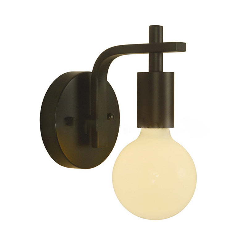 Scandinavian Curved Glass Iron 1-Light Wall Sconce Lamp