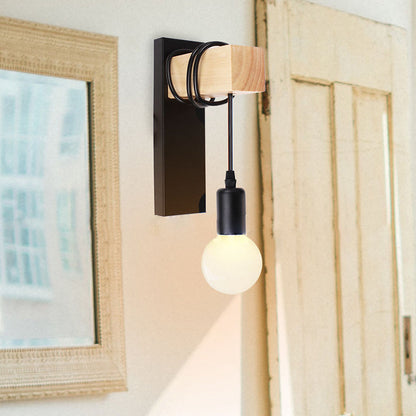 Rectangular Cylinder Glass Iron 1-Light Wall Sconce Lamp