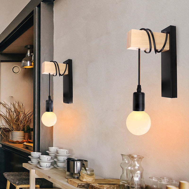 Rectangular Cylinder Glass Iron 1-Light Wall Sconce Lamp