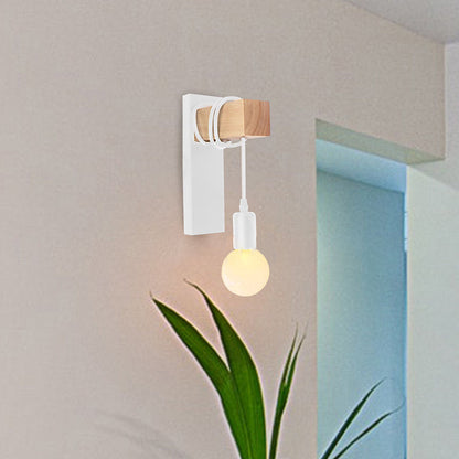 Rectangular Cylinder Glass Iron 1-Light Wall Sconce Lamp
