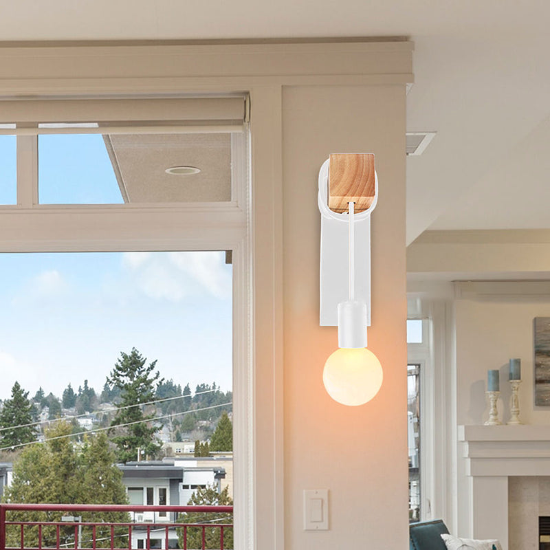 Rectangular Cylinder Glass Iron 1-Light Wall Sconce Lamp