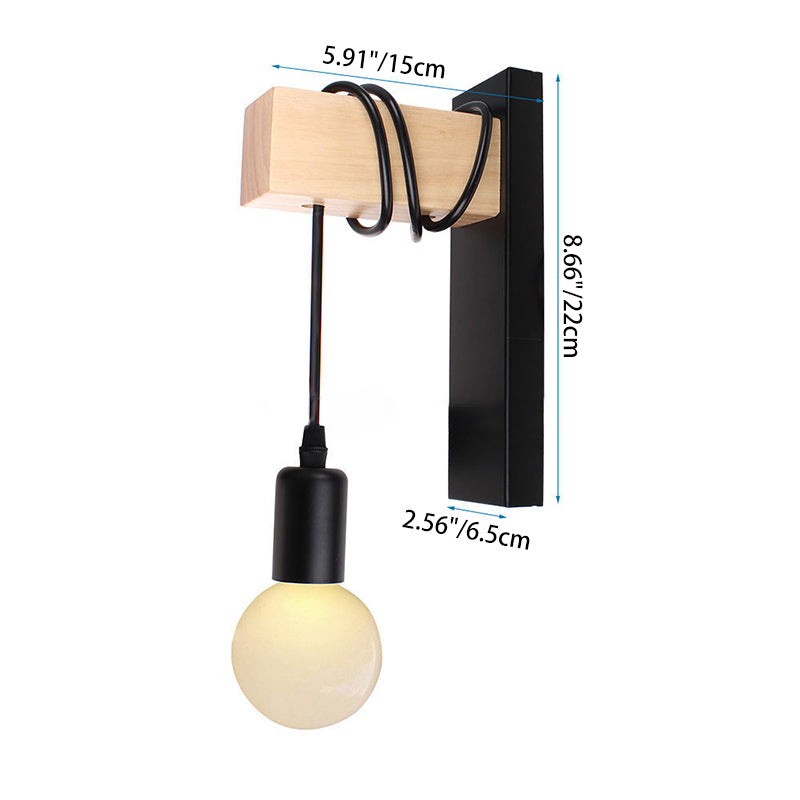 Rectangular Cylinder Glass Iron 1-Light Wall Sconce Lamp