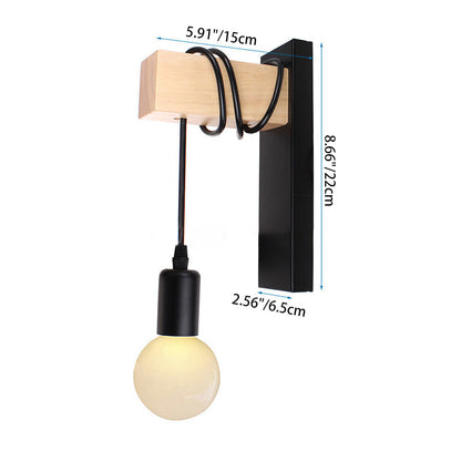 Rectangular Cylinder Glass Iron 1-Light Wall Sconce Lamp