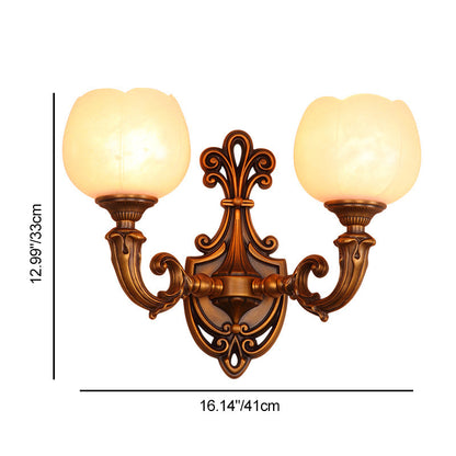 Pod Patterned Marble Brass 2-Light Wall Sconce Lamp