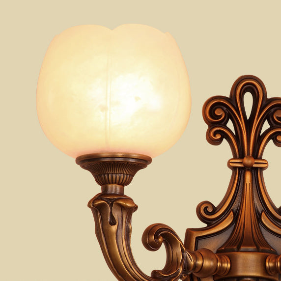 Pod Patterned Marble Brass 2-Light Wall Sconce Lamp
