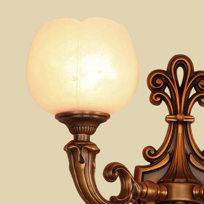 Pod Patterned Marble Brass 2-Light Wall Sconce Lamp