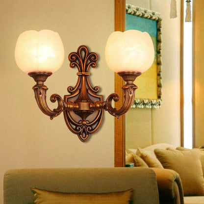 Pod Patterned Marble Brass 2-Light Wall Sconce Lamp