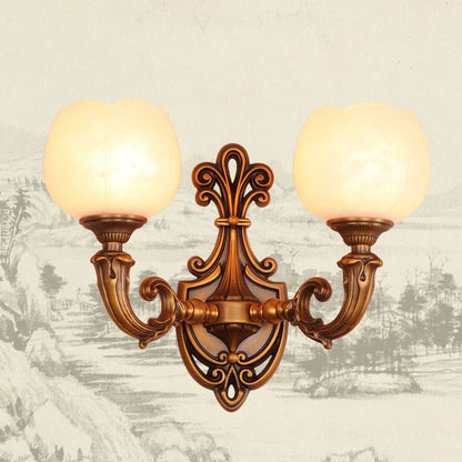 Pod Patterned Marble Brass 2-Light Wall Sconce Lamp