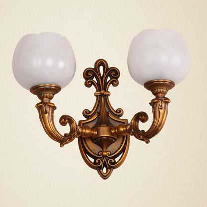 Pod Patterned Marble Brass 2-Light Wall Sconce Lamp