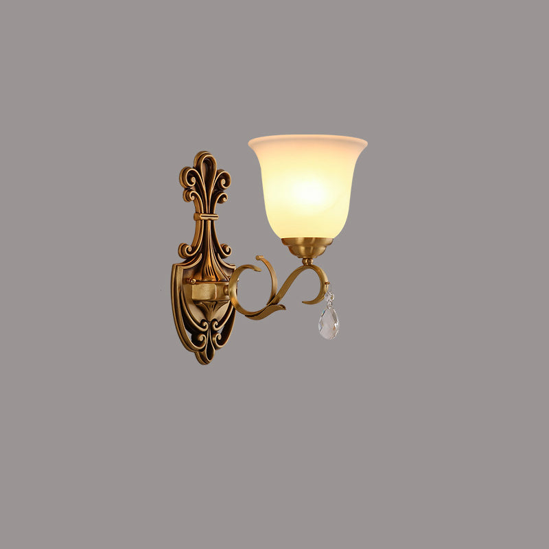 Round Leaf Floral Glass Copper 1/2 Light Wall Sconce Lamp