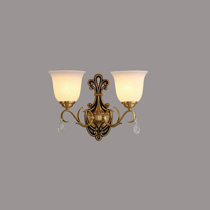 Round Leaf Floral Glass Copper 1/2 Light Wall Sconce Lamp