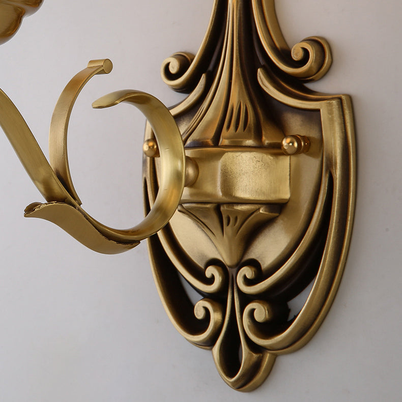 Round Leaf Floral Glass Copper 1/2 Light Wall Sconce Lamp