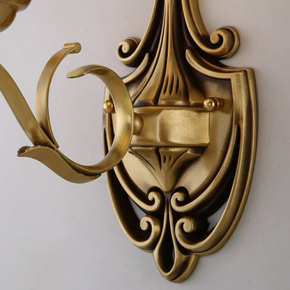 Round Leaf Floral Glass Copper 1/2 Light Wall Sconce Lamp