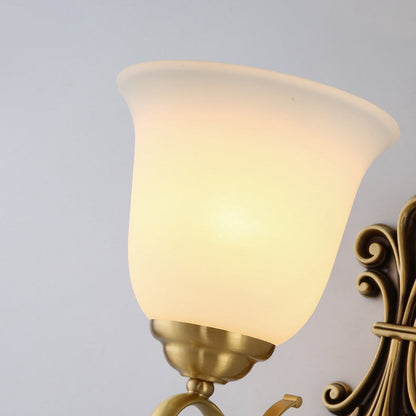 Round Leaf Floral Glass Copper 1/2 Light Wall Sconce Lamp