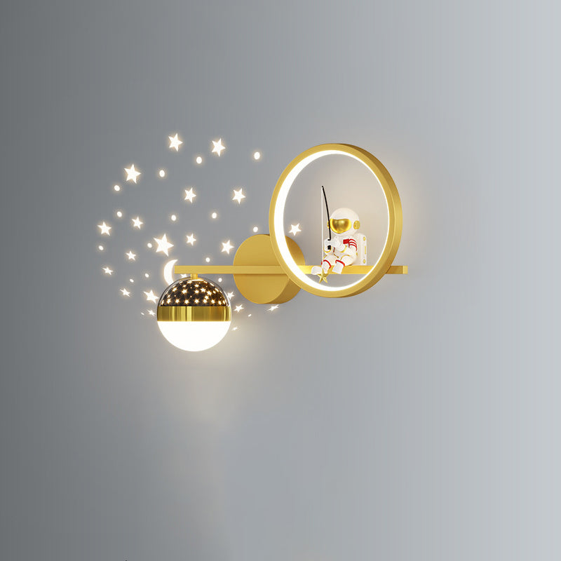 Deco Astronaut Round Orb Acrylic Iron LED Wall Sconce Lamp