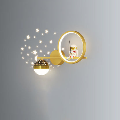 Deco Astronaut Round Orb Acrylic Iron LED Wall Sconce Lamp