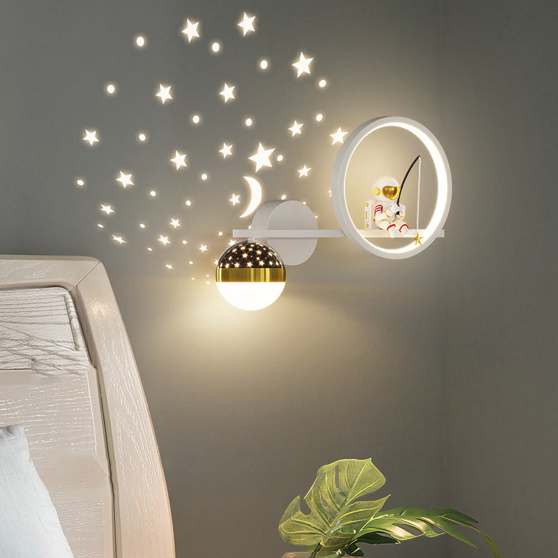Deco Astronaut Round Orb Acrylic Iron LED Wall Sconce Lamp