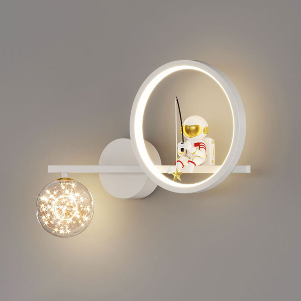 Deco Astronaut Round Orb Acrylic Iron LED Wall Sconce Lamp